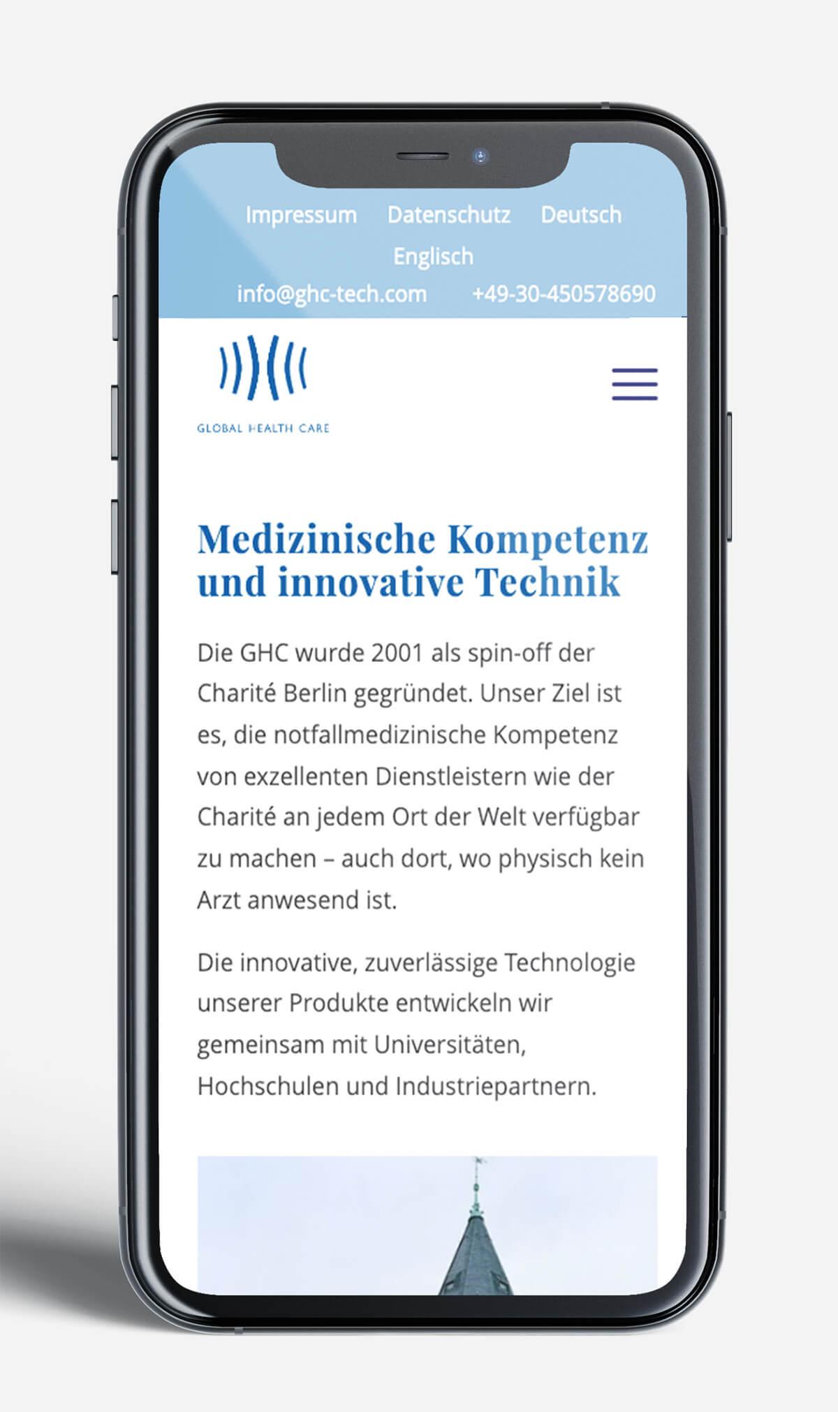 Global Health Care Webseiten Darstellung Responsive Mobile Ansicht Beispiel 3